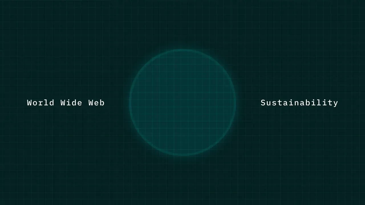 地球をモチーフにしたグリーンの円の左に「World Wide Web」、右に「Sustainability」の文字が配置されている