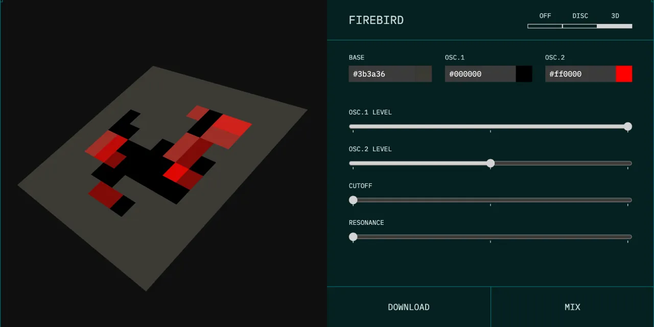 「3D」をオンにした状態のスクリーンショット