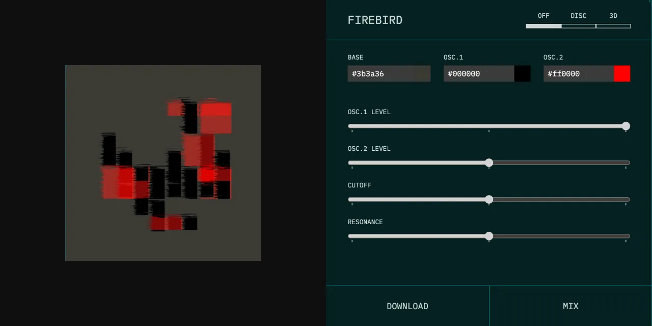 「CUTOFF」と「RESONANCE」を適用している状態のスクリーンショット