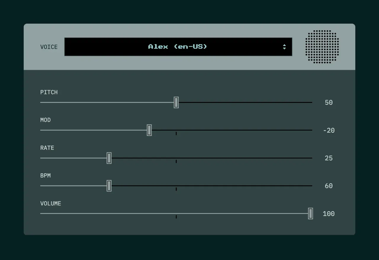 「VOICE CONTROLS」のスクリーンショット