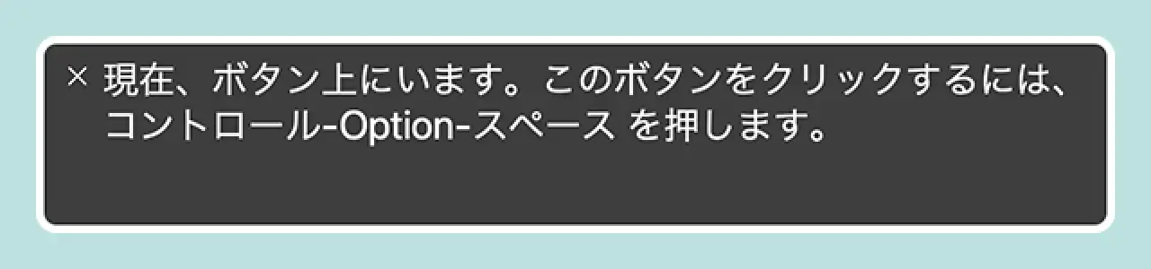 VoiceOver キャプションパネルのスクリーンショット